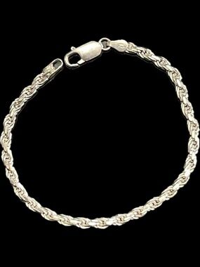 Sterling silver Diamond cut rope link ladies 
Men bracelet statement vintage HSN